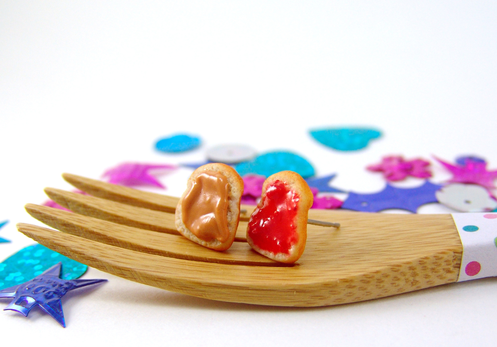 Peanut butter and jelly earrings by The Mouse Market