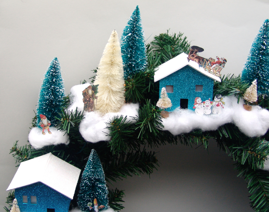 Christmas village wreath