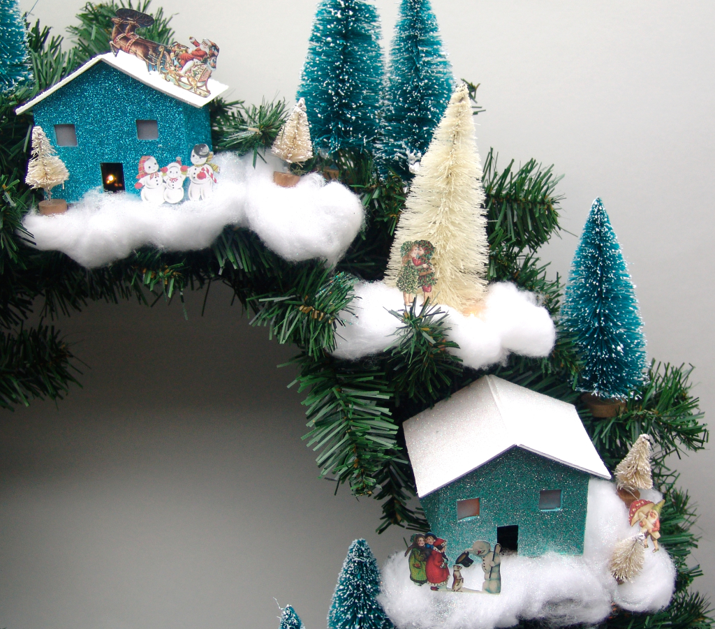 Christmas village wreath