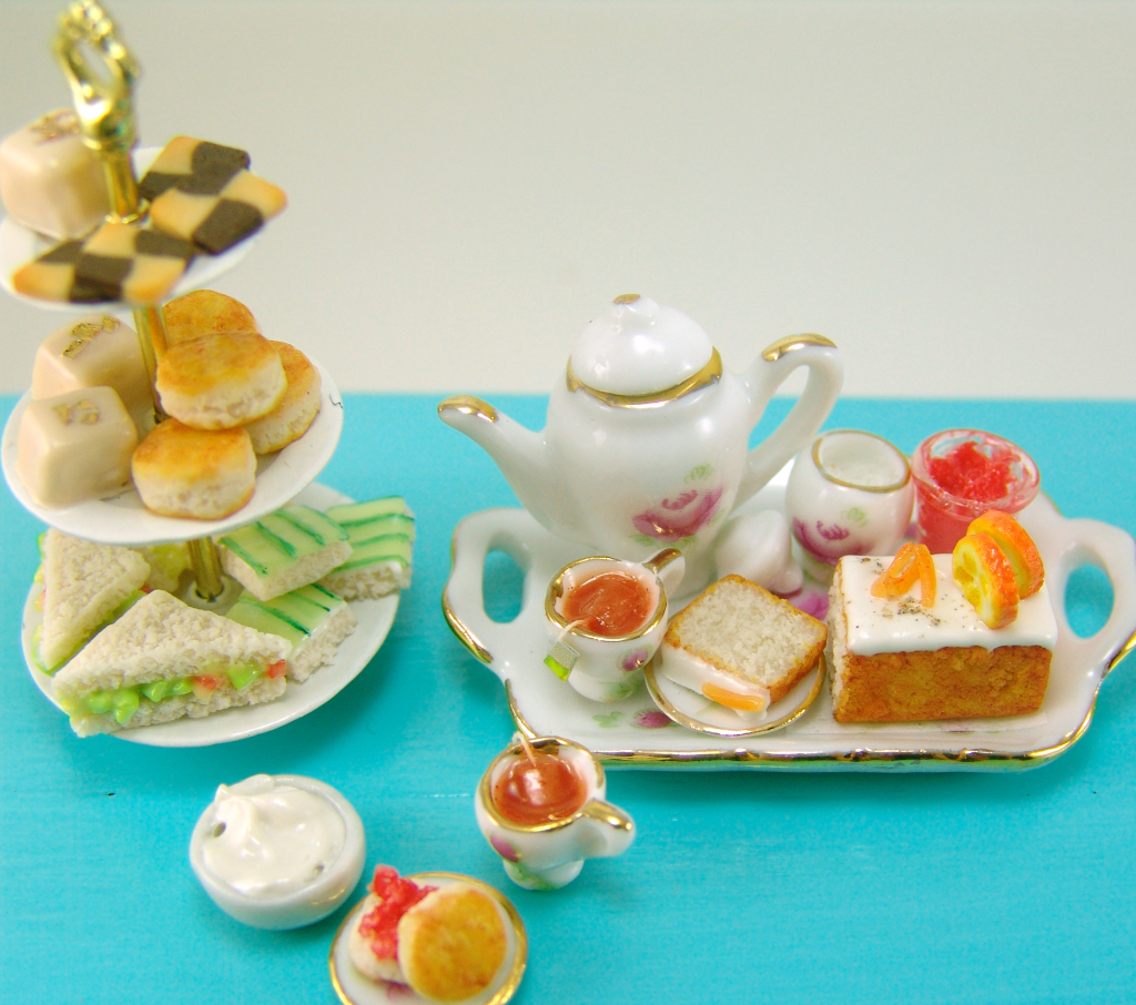 Dollhouse miniature tea party foods by The Mouse Market