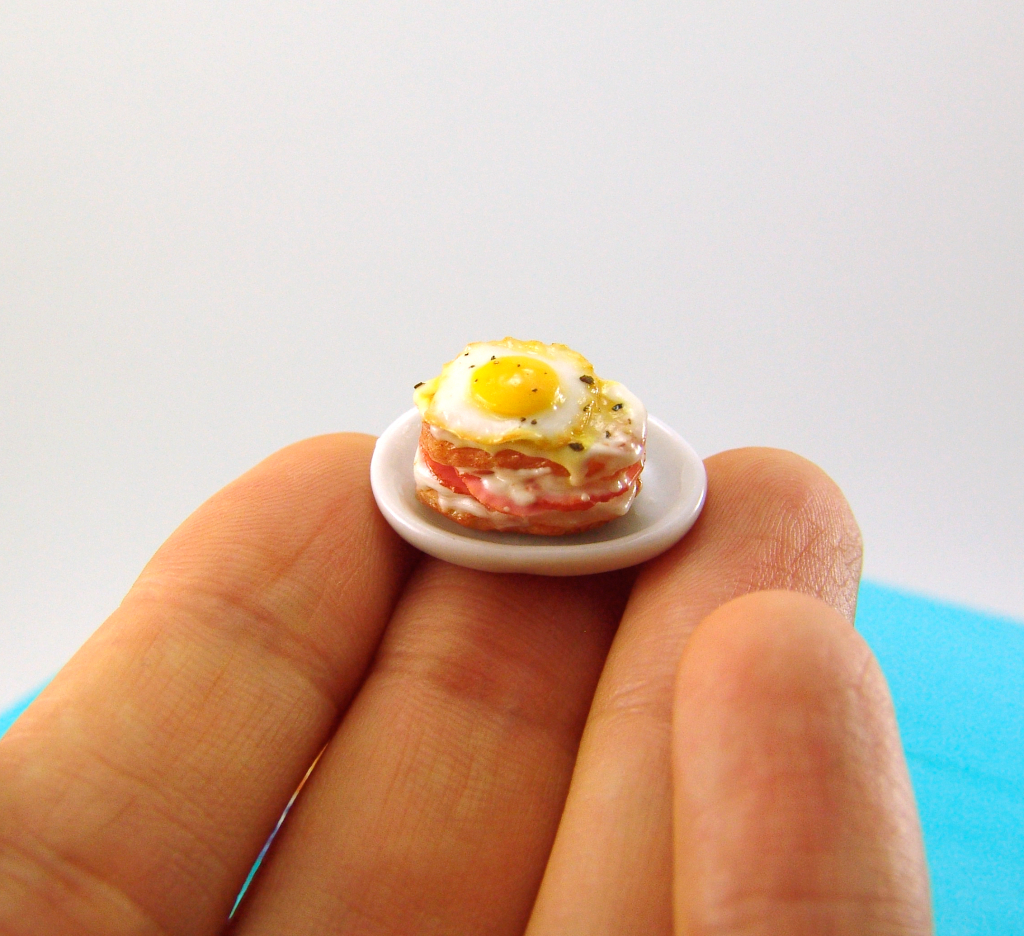 Dollhouse miniature croque madame by The Mouse Market