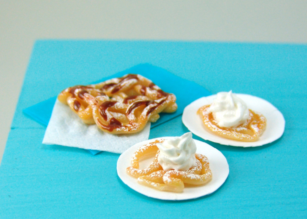 Polymer clay miniature funnel cakes by The Mouse Market