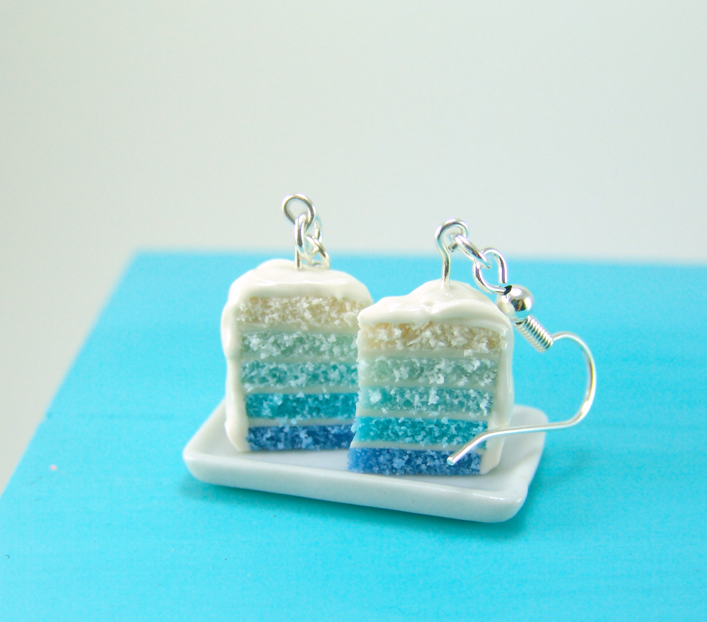 Blue ombre cake earrings by The Mouse Market