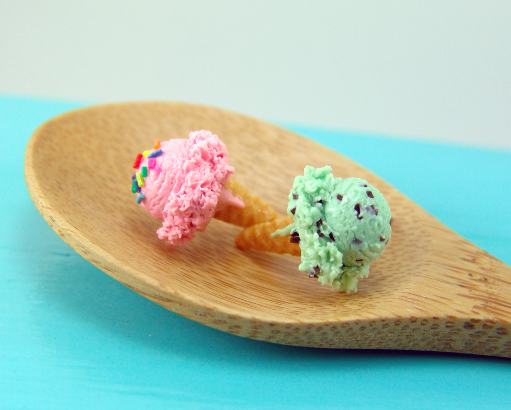 Ice cream cone earrings by The Mouse Market