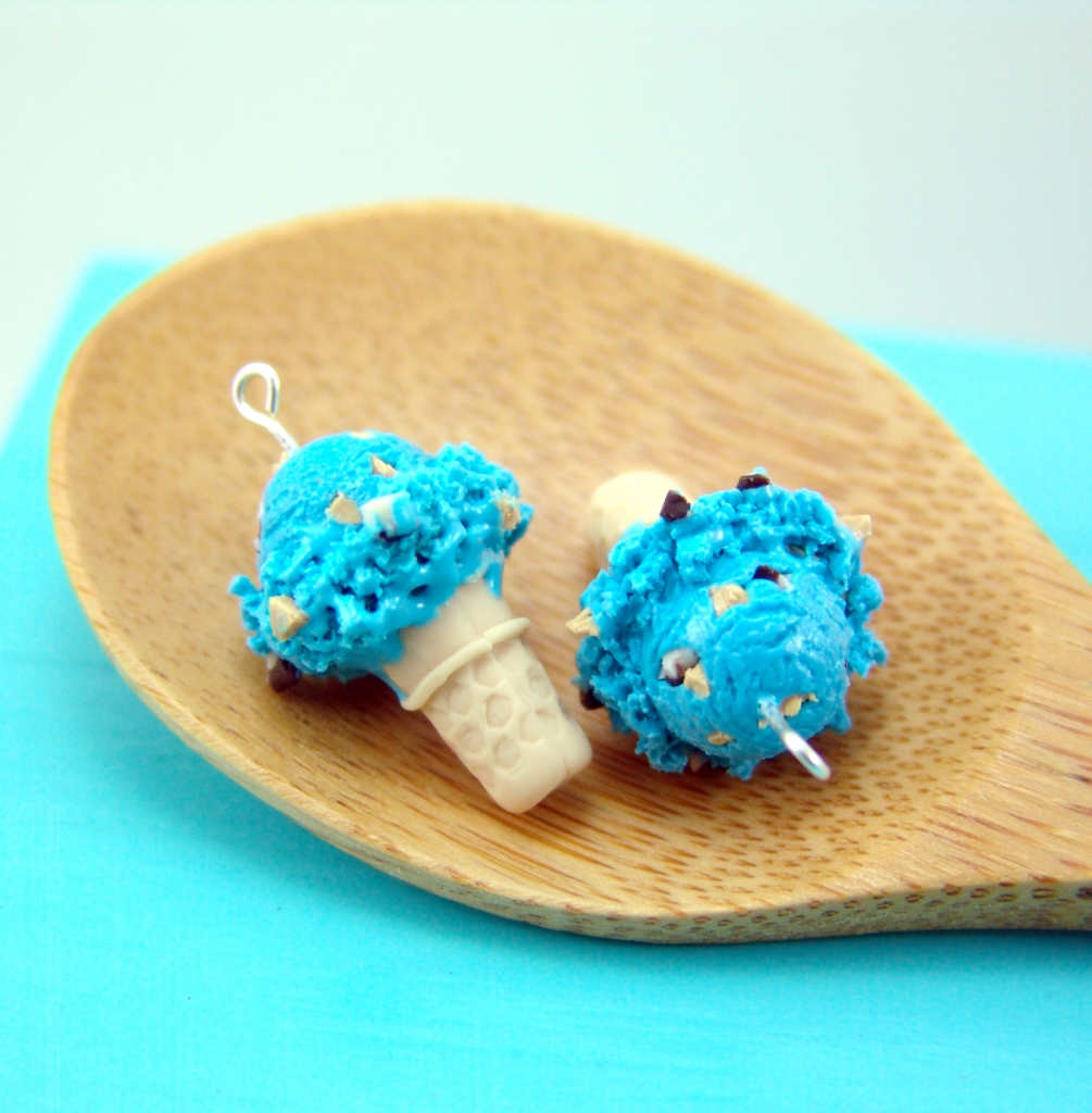 cookie monster ice cream earrings