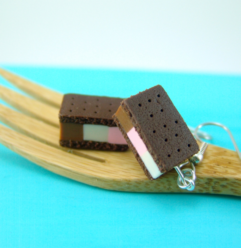 Neapolitan ice cream earrings by The Mouse Market