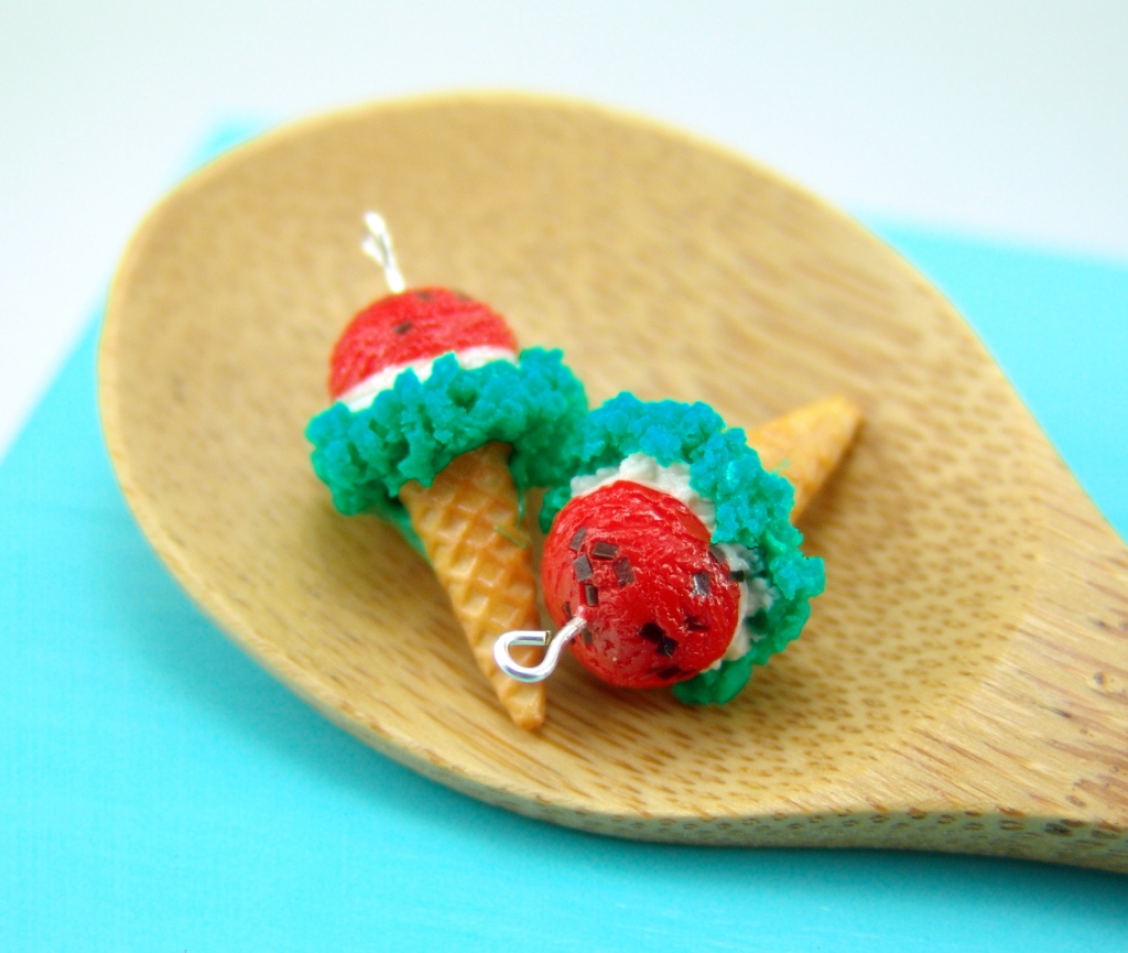 watermelon ice cream earrings by The Mouse Market